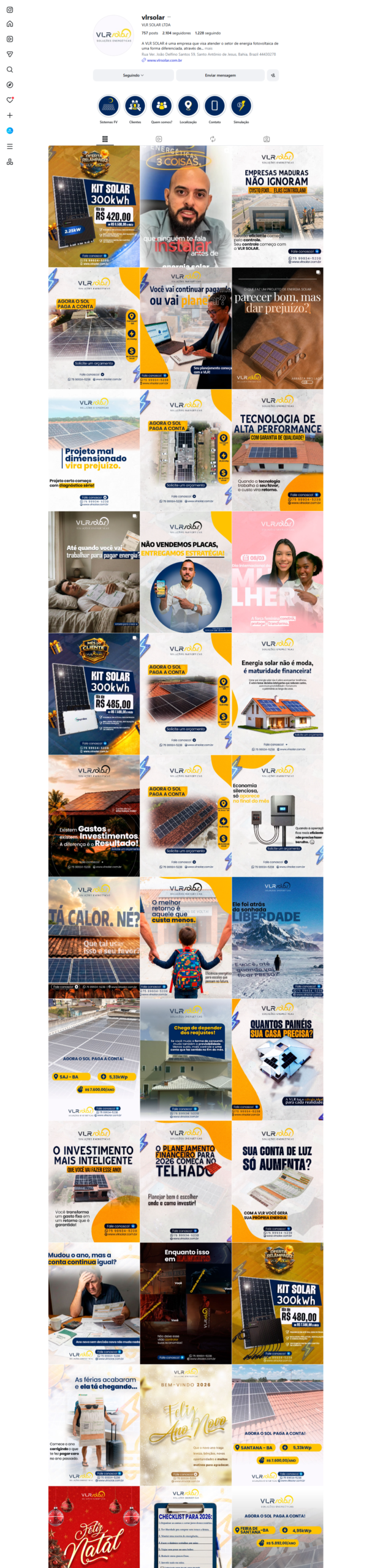 Print do Instagram da VLR Solar
